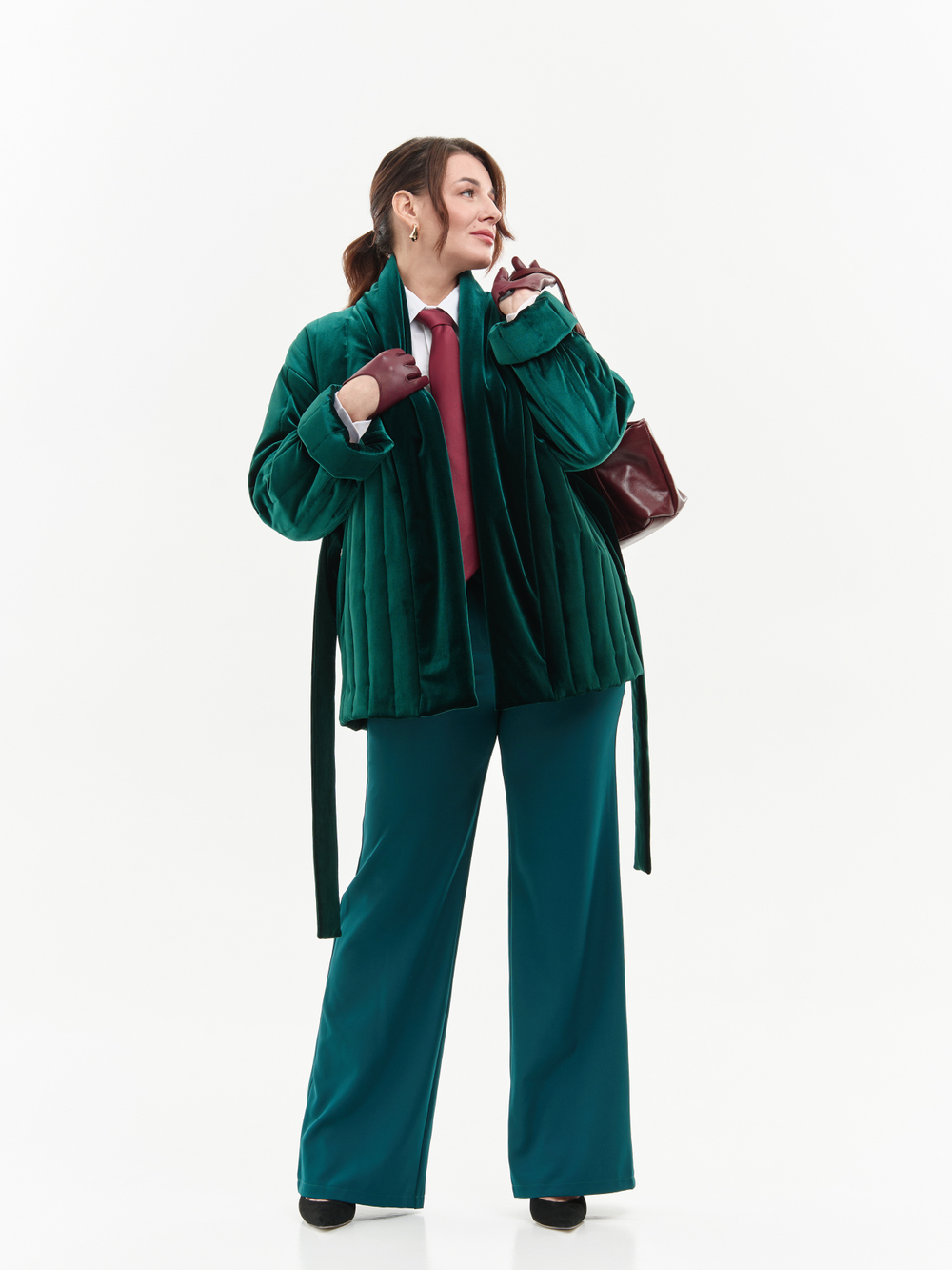 Утепленное кимоно (изумрудный)