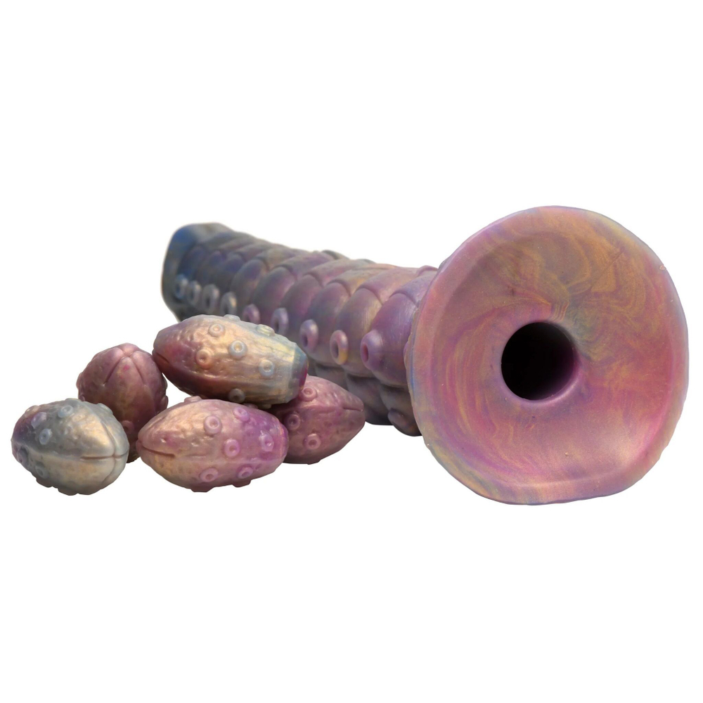 Фантазийный фаллоимитатор Deep Invader Tentacle Ovipositor Silicone Dildo with Eggs - 22,9 см. (Цвет: разноцветный)