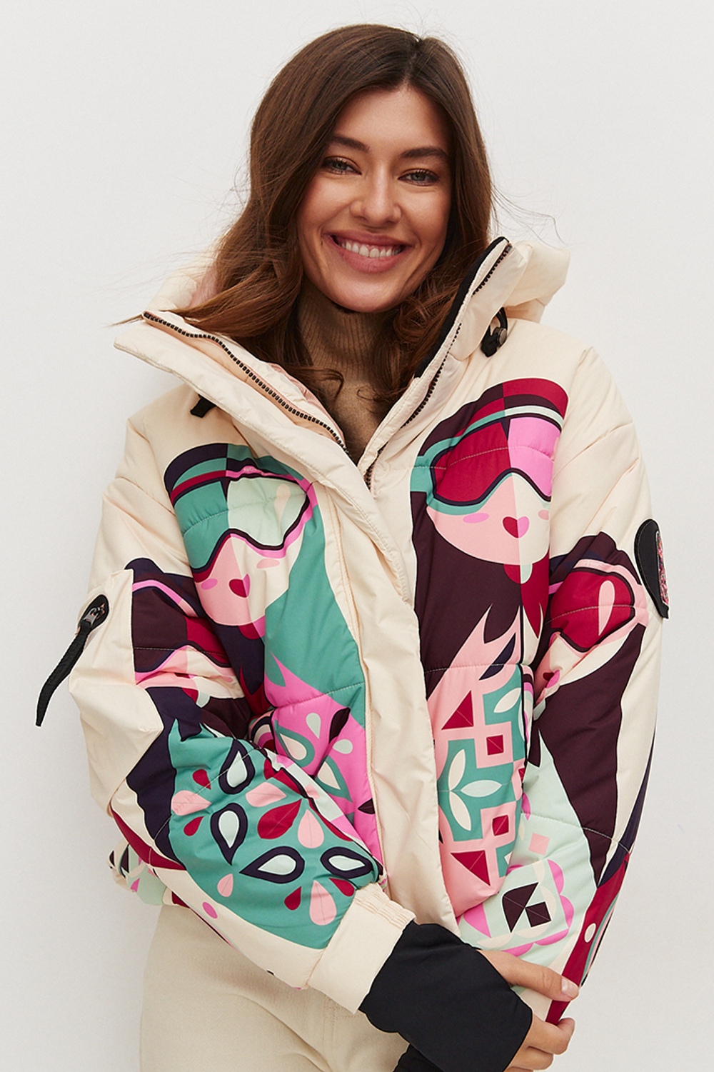 Куртка горнолыжная Apre ski Матрешка (Бежевая)