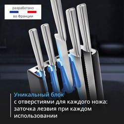 Набор ножей Tefal Ever Sharp Pro K2977S44 со встроенной точилкой, 5 ножей, ножницы + блок