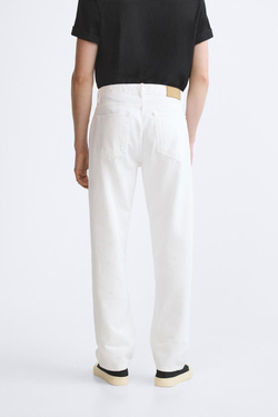 ZARA ДЖИНСЫ STRAIGHT-LEG, ЖЕЛТОВАТО-БЕЛЫЙ