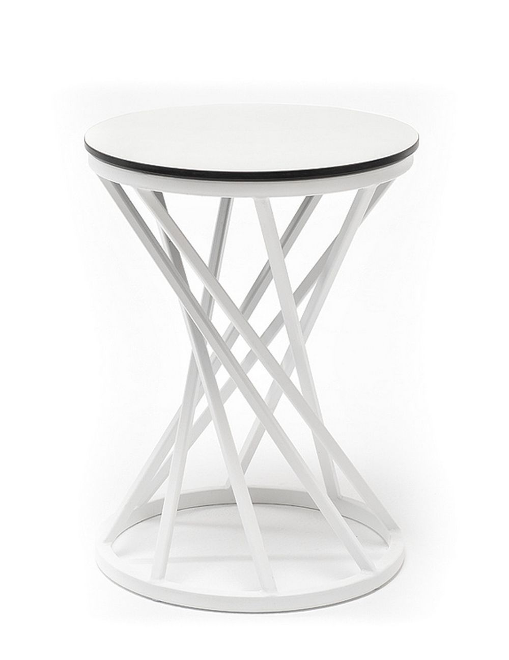 "Сантьяго" журнальный стол из HPL круглый Ø40 H55, каркас из стали белый, цвет столешницы "молочный"