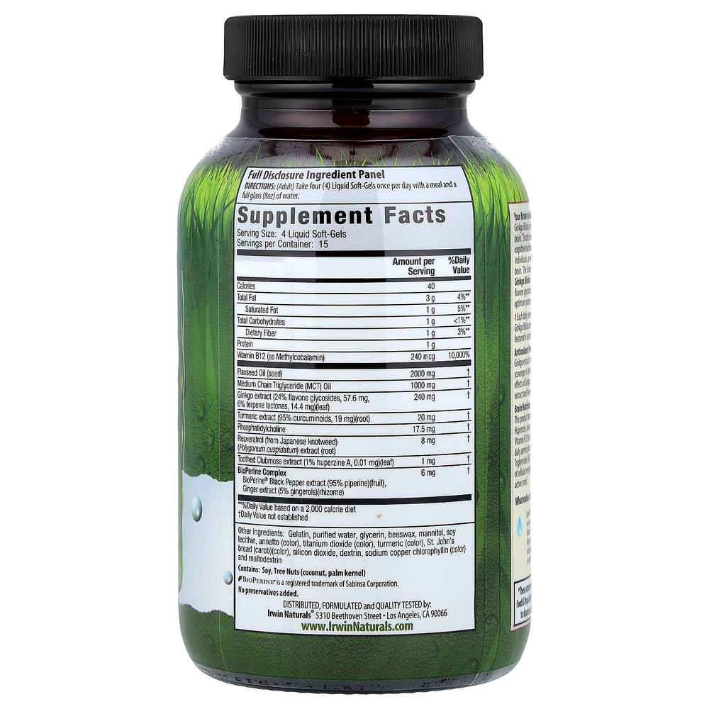 Irwin Naturals, гинкго билоба, 60 желатиновых капсул