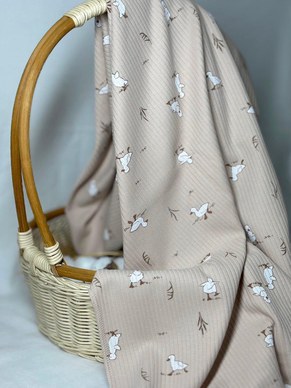 Пеленка в рубчик Утята/Светлый кофе 85*130