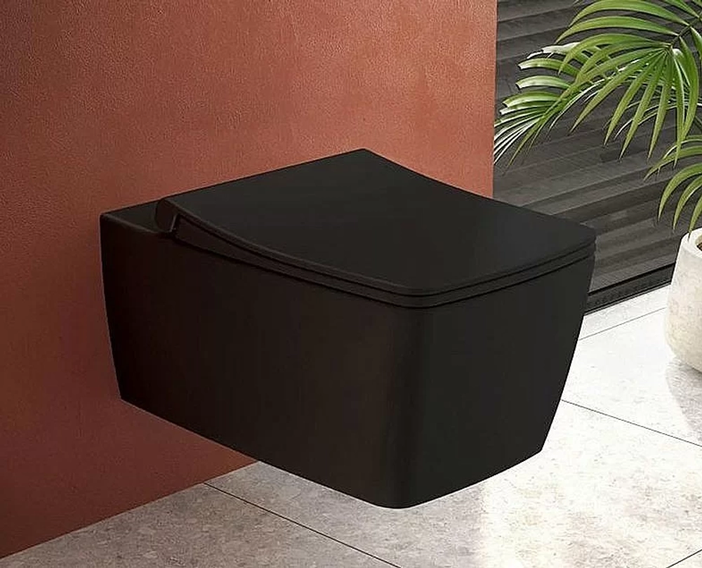 Унитаз Vitra METROPOLE 7672B083-0101 безободковый, черный матовый