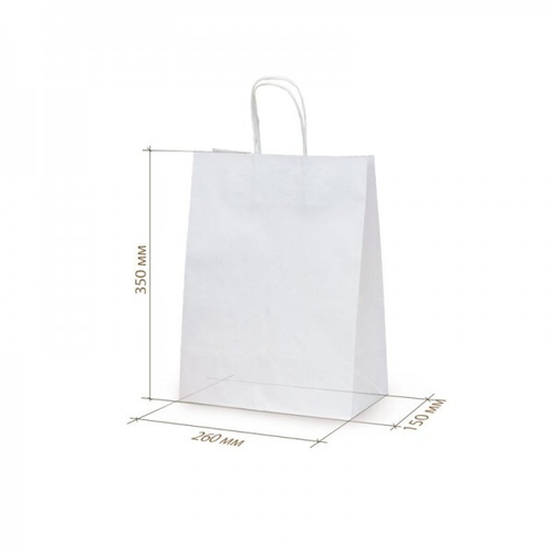 260*150*350 мм Бумажный пакет БЕЛЫЙ с кручеными ручками 200шт/кор.