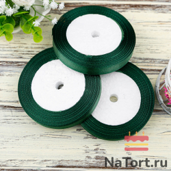 Лента атласная 12 мм  (23 метра, цвет №49  темно-зеленый)