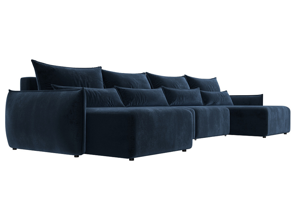 Диван П-образный Лига-051 НПБ Лонг ВЕЛЮР TOWER 13 синий