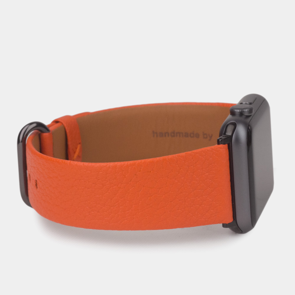 Ремешок для Apple Watch 44/45/46 mm из кожи теленка, оранжевого цвета