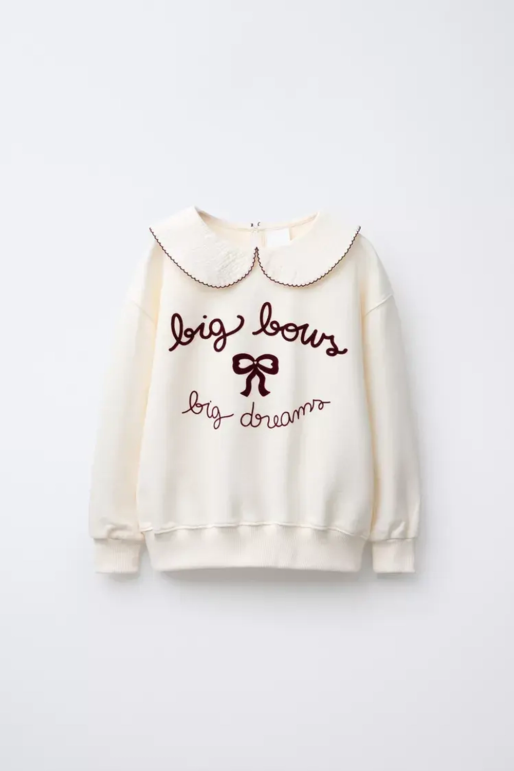 ZARA ТОЛСТОВКА С КРУГЛЫМ ВОРОТНИКОМ И ВЫШИВКОЙ, ЭКРЮ