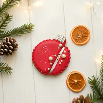 Новогодний пряник «Шар» красный круглый / 50 гр