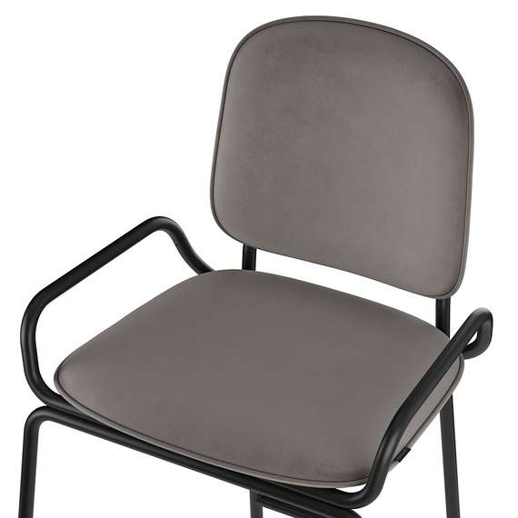 Стул полубарный ror, 2 frame, велюр, черный/серый