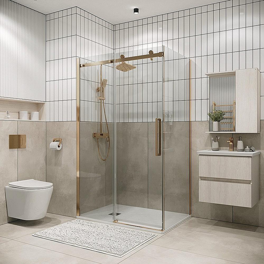 Душевой уголок Grossman Classic 100х90 120.K33.04.1090.32.00 стекло прозрачное/профиль золото брашированное