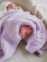 Плед вязаный хлопковый "Лаванда" 0+