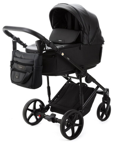 Детская коляска Adamex Zico Deluxe New 2 в 1 ZN-SA02 ЧЕРНАЯ КОЖА