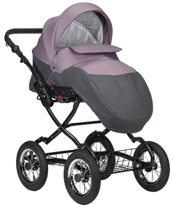 Детская коляска Indigo Charlotte Sity Classic 12 3 в 1 с автокреслом Avionaut Cosmo Cs03 т.серый/фиолетовый
