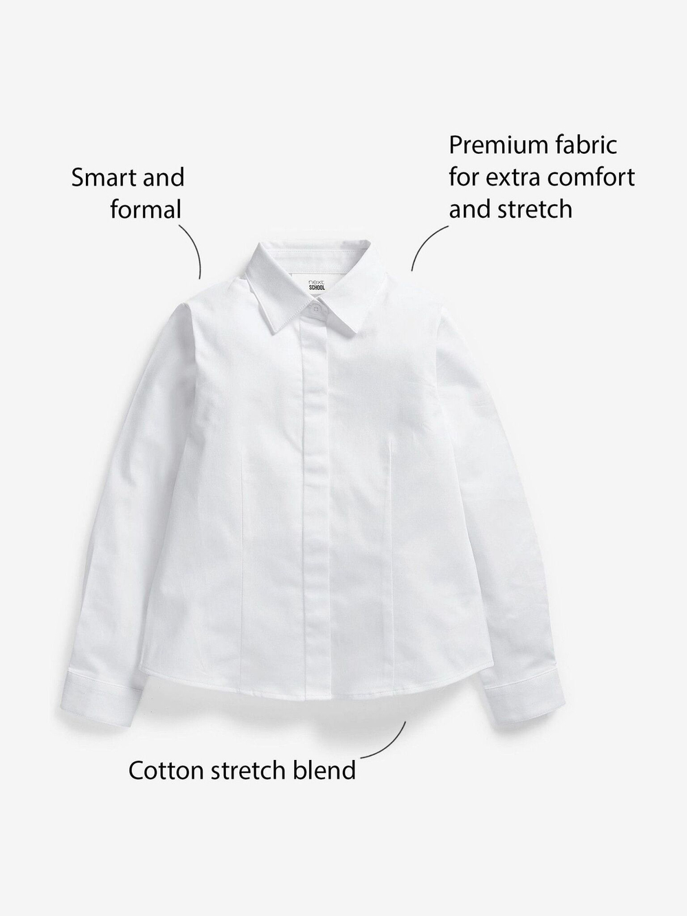 Рубашка школьная для девочки Next 461-161, 2 шт., Белый