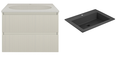 Тумба с раковиной Vincea Welle 60 VMC-2WL600MBG/VCB-13600B бежевая матовая/раковина черная