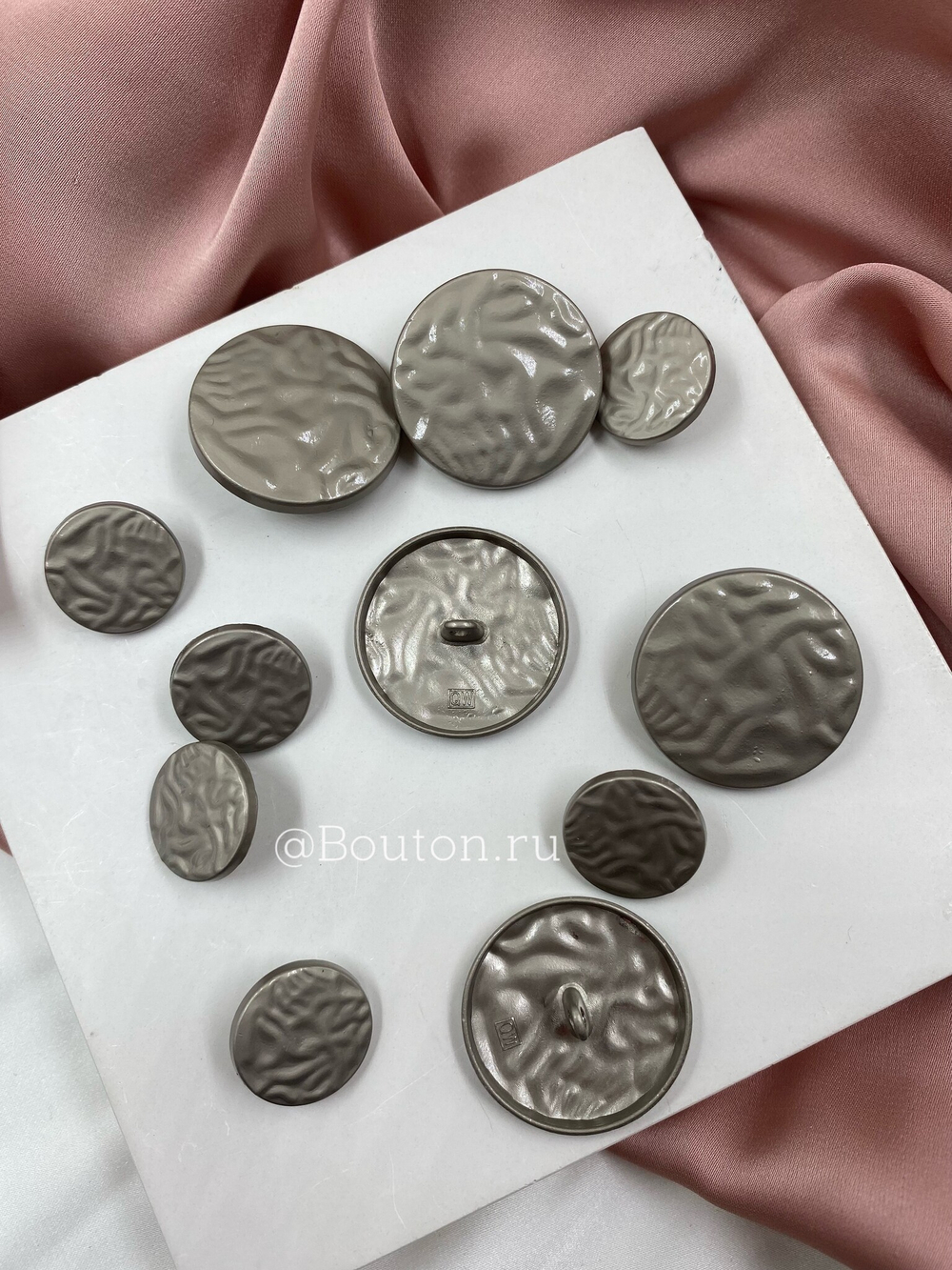 Пуговицы жатый металл матовое серебро
