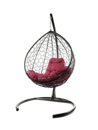Кресло подвесное Капля (Коричневый/бордовая подушка)