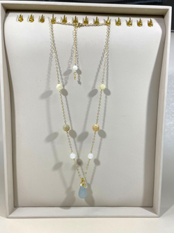 Колье из оникса и агата на цепочке 55 см