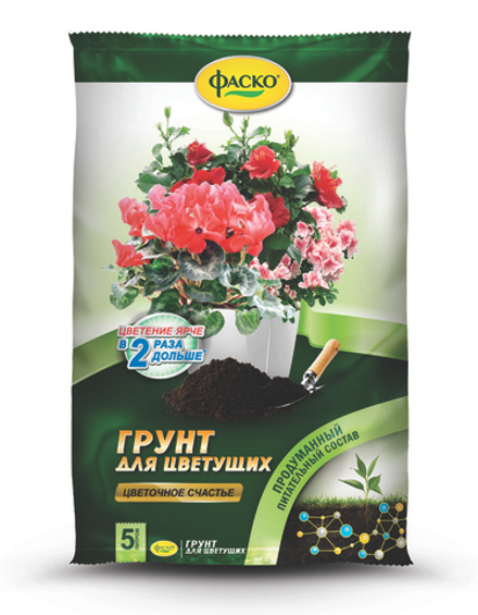 Грунт для цветущих растений Фаско Цветочное счастье, 5 л