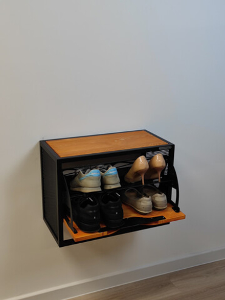 Настенная обувница в прихожую в стиле лофт из серии СПЕЙС