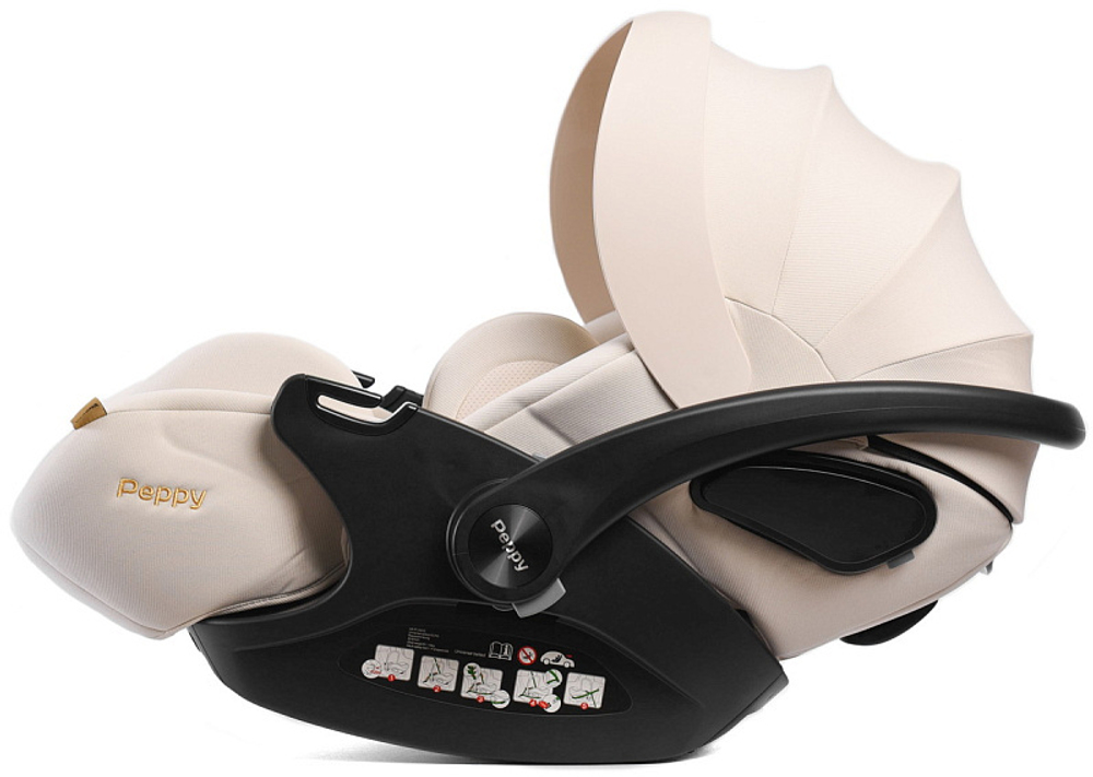 Прогулочная коляска Peppy Amici с автокреслом Verona Beige Green рама Gold