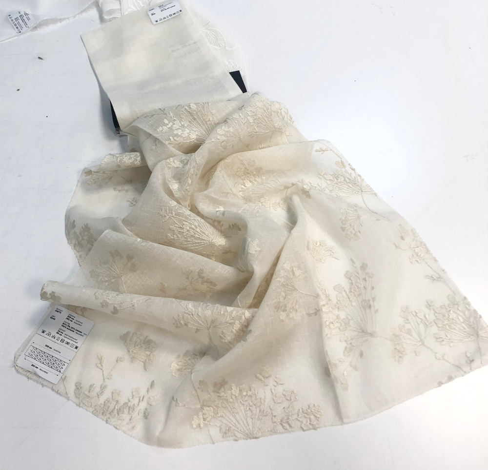 Тюль с вышивкой на нежном батисте Vistex арт. Aneto col. beige (высота 300 см, Турция)