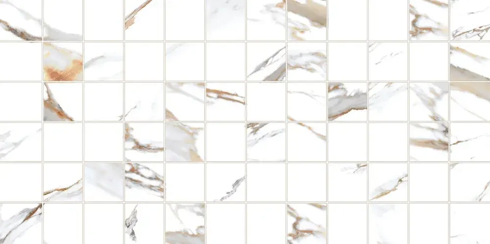 Настенная плитка ALMA Ceramica TWU09DKT014 Dakota 50x24.9 белая глянцевая рельефная под мозаику