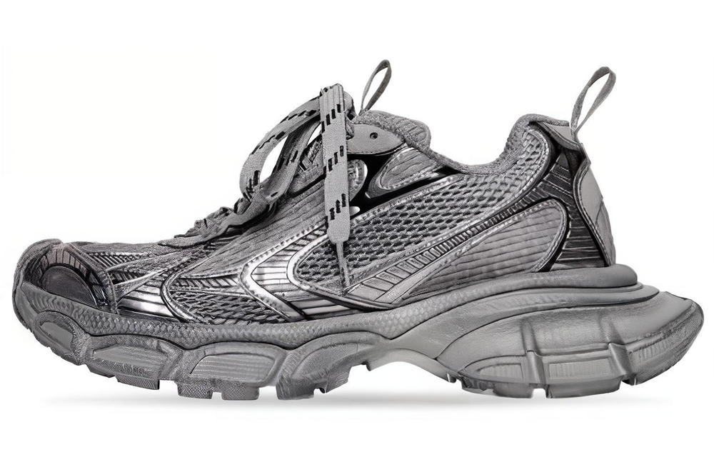 Balenciaga 3XL Mesh Low top Chunky Sneakers Men"s Silver Gray