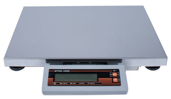 Весы фасовочные ШТРИХ-СЛИМ 400М 30-5,10 ДП1 РЮ (POS2) интерфейс RS232 (размер платформы 400х300х65)