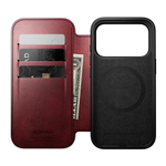 Кожаный чехол-книжка MagSafe Nomad Horween Modern Leather Folio Limited Edition для iPhone 17 Pro Гибридный укреплённый чехол из натуральной кожи Horween с сенсорной накладкой для Контроллера камеры. Есть отделение для купюр и встроенный картхолдер — вмещ