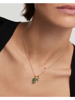 Подвеска-шарм Mushroom Green Aventurine серебро 925 пробы покрытое золотом