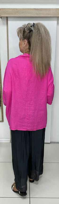 Туника-блузон с хомутом и кармашками на большие размеры.