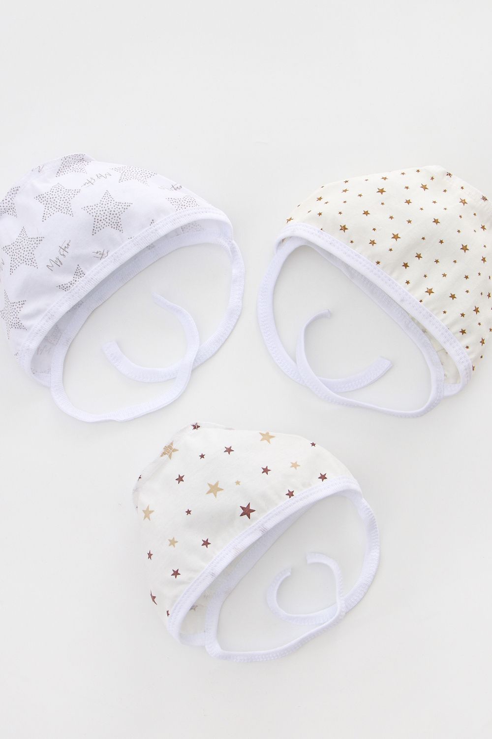 Набор трикотажных чепчиков 3 штуки арт ЧП-3/звездочки Натали (Акция)