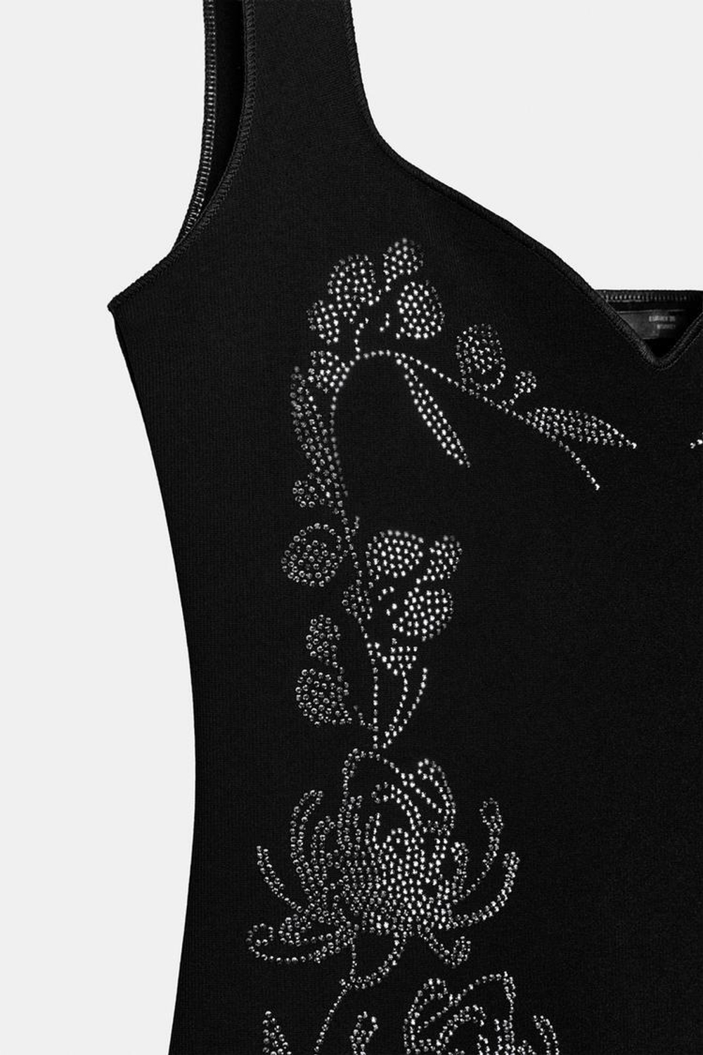 ZARA ПЛАТЬЕ МИДИ ИЗ ЭЛАСТИЧНОЙ ТКАНИ СО СТРАЗАМИ, ЧЕРНЫЙ