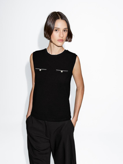 Massimo Dutti Топ без рукавов с карманами, черный