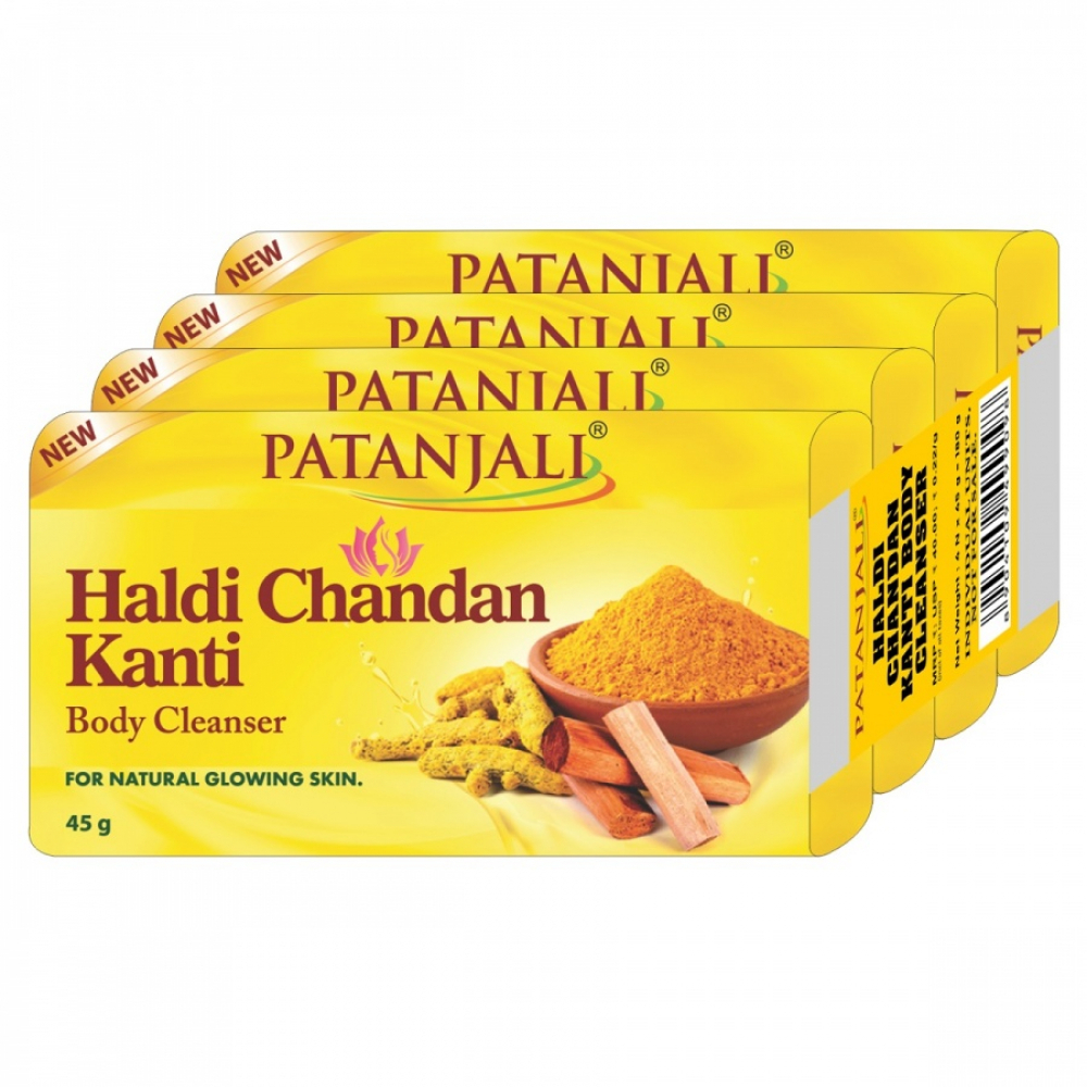 PATANJALI Haldi Chandan Kanti Body Clnsr Мыло травяное натуральное Куркума и Сандал 45гх4шт