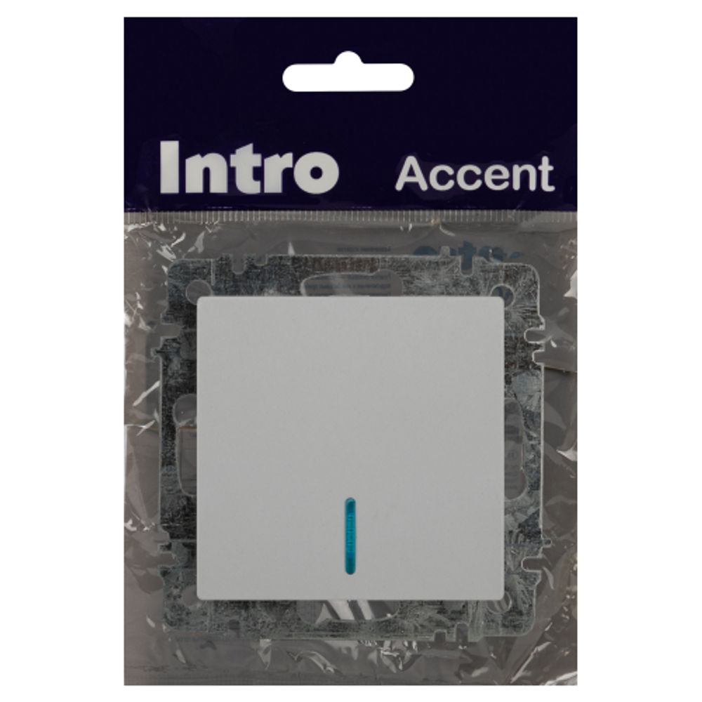 Выключатель Intro Accent 6-102-01 с подсветкой, 10А-250В, IP20, СУ, AL/CU, белый