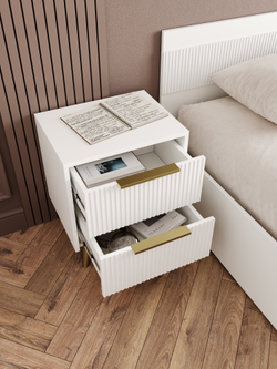 Прикроватная тумба DIWO Краснодар 45x55x35 см, 2 ящика белая, ручка золото