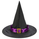 Шляпа Ведьмы с декоративной фиолетовой лентой, Черная, размер 54-56