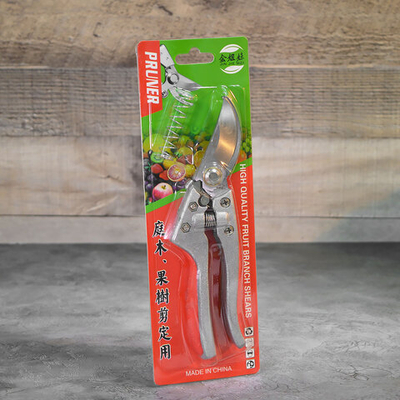 Секатор садовый 21см с пружиной, нерж сталь, серый