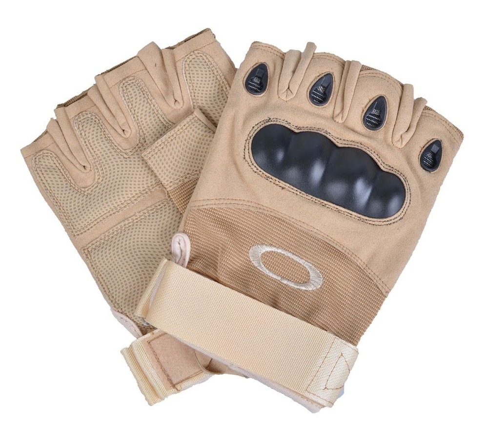 Перчатки со вставкой, без пальцев, койот