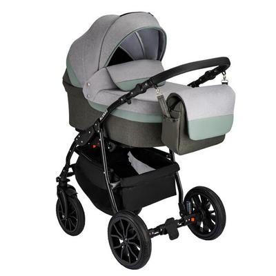 Детская коляска Alis Alvaro 2 в 1 Al 10 т.серый+св.серый+шалфей кожа