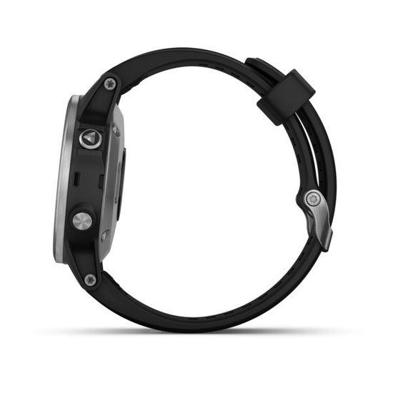 Компактные мультиспортивные часы Garmin Fenix 5S Plus - серебристые с черным ремешком 010-01987-21