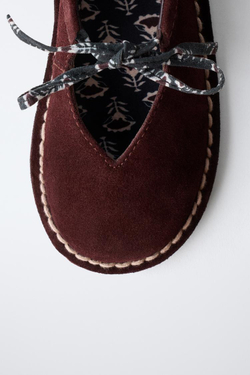 ZARA TIMELESS - КОЖАНЫЕ БАЛЕТКИ, БОРДОВО-КРАСНЫЙ