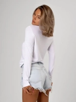 Белый лонгслив трикотажный классический хлопок