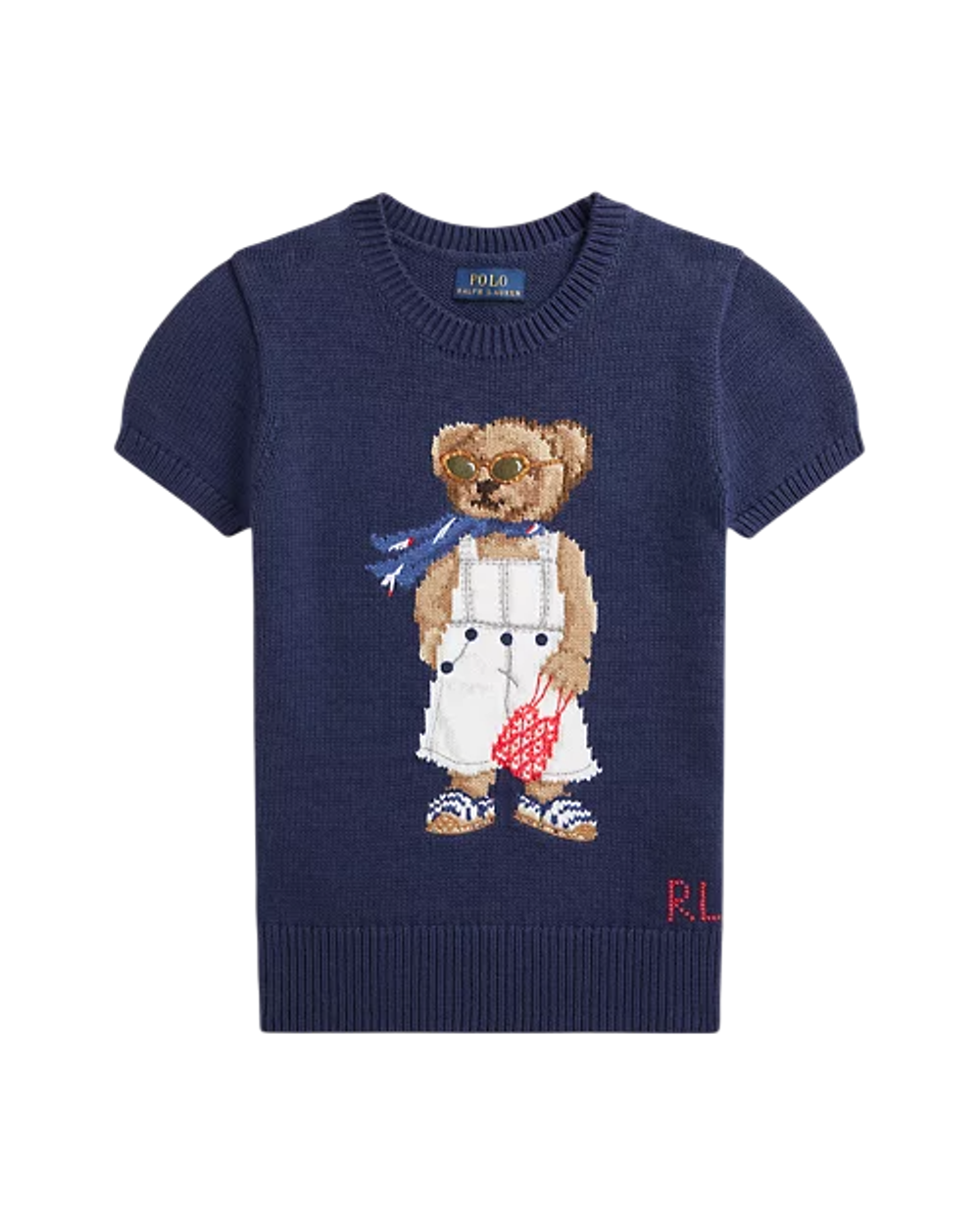 Вязаное поло с рисунком медвежонка и вышивкой RL Ralph Lauren