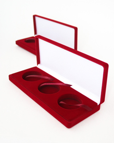 Футляр флокированный, с ложементом под 3 монеты диаметром 44 и 46 мм, 200х83х30 мм